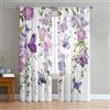 Odot Tende Soggiorno Semi Trasparenti, Stile Floreale Stampa 3D Tenda Voile con Tasca per Asta 2 Pannelli Filtranti Finestra Moderna per Camera da Letto Cucina (Farfalla viola,107x160cm)