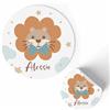 FERDINANDO FAMA' FAMÀ - Etichette Adesive Personalizzate Compleanno Bimbi Leoncino Ø 38 mm - Sticker Personalizzati con Nome e Data 175pz