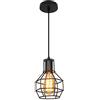 Mengjay Trade Lampadario a Sospensione Vintage Industriale E27 Plafoniera Retro in Metallo gabbia Lampada da soffitto per Cucina Salotto caffè bar(Nero)