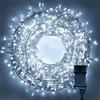 Partenopea serie stringa catena luminosa di luci 500 LED per albero di Natale da Esterno natalizie ed Interno controller con 8 giochi di luce e Memoria cavo trasparente (LUCE BIANCA FREDDA, 25 metri)