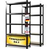 casa Pura Set di 2 scaffale per carichi Pesanti, 40x90x180 cm, con Struttura in Acciaio - Portata Massima: 875 kg - 5 Ripiani Regolabili - Nero