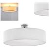 hofstein Lampada da soffitto Foggia, lampada da soffitto rotonda con paralume in tessuto bianco, Ø 60 cm, 3 x attacco E27, design retrò, senza lampadina/e