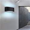 Partenopea® Applique lampada da muro parete in alluminio e vetro per esterno casa locali terrazza IP65 con attacco per lampadine E27 (Luce bianca fredda 6500K, Nera)