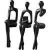 XINXUAN, Statue decorative per la casa, per libreria moderna e decorazione da scrivania, set da 3 pezzi, colore nero