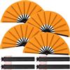 Maitys 4 confezioni di grandi ventagli pieghevoli a mano 33 cm, ventagli cinesi portatili grandi a mano per danza in linea, Tai Chi, festival, Kung Fu, arti marziali, regalo, include 2 pochette