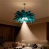AstrizLamp Lampadario Piume, φ-85cm Blu Paralume 4500K Faretto, Moderno LED Plafoniera Naturali Lampadario a Piume per Soggiorno Camera da Letto Ristorante Creativa Illuminazione