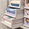 HUOLE Set di 4 cassetti poco ingombranti - Organizzatore impilabile in plastica scorrevole per armadio - Per vestiti, coperte e giocattoli, 33,5 cm x 43 cm x 56 cm (2 pezzi) Bianco