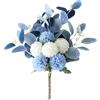 HAOSHICS Bouquet di Fiori Artificiali Ortensia Fiori Finti Crisantemo Fiori di Seta Artificiali per Decorazione Centrotavola di Fiori per Tavolino da Caffè (blu e bianco)