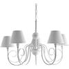 LEOLUX Agata Lampadario Soggiorno Shabby Classico Country Vintage A 5 Luci E14 In Ferro Battuto. Lampadario Per Interni Bianco Opaco Elegante E Raffinato