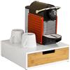 SoBuy Portacapsule in bambù - Organizer per capsule Nespresso e Dolce Gusto, cassetto portacapsule per cucina e caffè, sedia da caffè pack 2 bianco 30x31x10 cm FRG179-WN