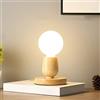 Mengjay Trade Lampada da tavolo in legno, Lampada da scrivania Moderna Retrò, Lampada da comodino attacco E27 con interruttore, presa EU standard illuminazione decorativa per ufficio, casa, bar, ristorante (D)