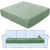 SHUOJIA Fodere per Cuscini per Divani, Protezioni per Cuscini per Sedili in Tessuto di Velluto Elasticizzato,Cuscino per Divano Fodera per mobili Coprisedile per Divano (Green,Large-4-Seater)