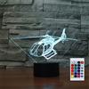 SUPERHONGJIHAO Luce notturna per bambini 3D elicottero Lampada a Led con telecomando 16 Cambiare colore Regalo di compleanno di Natale per il bambino