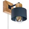alfalux Applique Da Parete Interno Con Interruttore A Corda Lampada Da Parete LED In Metallo E Legno Per Soggiorno Camera Da Letto SHWAND-AN10x10BU Antracite
