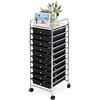 COSTWAY Carrello con 10 Cassetti da Stoccaggio, Cassettiera di Metallo e Plastica, Contenitore Multiuso con Ruote a Freno, per Casa e Ufficio (Nero)