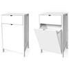 Lupia - Mobile Porta Biancheria con Cassetto e Anta Ribalta, Organizer in Legno di Paulonia, Stile Moderno Minimalista, Bianco, 39x29xH78 cm, Produzione Italiana