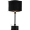 lux.pro Lampada da Tavolo con Paralume Cilindrico in Flanella Ø 18 cm Abat Jour da Lettura Comodino Scrivania Altezza 39 cm per Soggiorno Camera da Letto - Nero