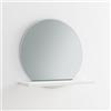 ARHome Specchio Tondo Grigio con Mensola, 60 x 60 x 22 cm, Bianco Opaco, Specchiera con mensola, Made in Italy