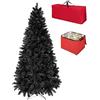 Totò Piccinni Albero di Natale Artificiale NOEL, Folto, Effetto Realistico, Rami a Gancio, Facile Montaggio, PVC, Ignifugo con Borsone (180 cm, Nero)