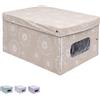 VIRSUS Scatola Portabiancheria per cambio stagione 2533, Misura 40x50x25 cm, Finestra Trasparente, Box Contenitore Salvaspazio Organizer Armadio per vestiti e biancheria (Beige Fantasia)