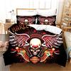 NICHIYO, set copripiumino Harley Davidson - copripiumino e federe, in microfibra, con stampa digitale 3D, set da 3 pezzi (Bettbezug + federe) (15, Doubie 200 * 200 cm)