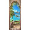 A.Monamour Adesivo Porta Autoadesiva Vista Mare Blu Attraverso L'Arco del Balcone Vinile PVC Adesivi per Porte Interne 3D Pellicola Adesiva Poster Sticker Murale Decorazione da Parete Carta da Parati
