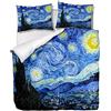 OliveSleep - Set copripiumino decorativo, motivo: dipinto classico "Notte stellata" di Van Gogh, per letto matrimoniale, 3 pezzi, con 2 federe (Multi 29, matrimoniale)