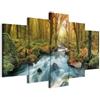 Cuadros B&D XXL - Quadro Paesaggio Natura Acquafall 200x100 cm 5 Pezzi - Stampa su Tela Canvas - Quadri Componibili Moderni Soggiorno Grandi - Murale Arte Decorazioni da Parete Decori -