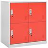 vidaXL Armadietto a Chiave Grigio Chiaro e Rosso 90x45x92,5 cm Acciaio
