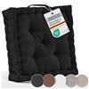 Beautissu Cuscini da pavimento 50x50 cm - Cuscino materasso spesso 10cm - 100% cotone cuscino per sedia da interno e da esterno cuscino da pavimento con maniglia cuscino nero - Mila