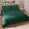 PETTI Artigiani Italiani - Set Copripiumino Matrimoniale Maxi 260x220 cm (2 Federe 75x50 cm Incluse), Parure Copripiumino Morbida Microfibra Tinta Unita Verde Smeraldo