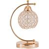 Mengjay Trade Lampada da tavolo moderna in cristallo, Lampada da comodino in argento cromato, Lampada da scrivania con interruttore on / off in linea, Luce notturna decorativa per camera da letto (Gold)
