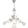 MAKA change your life quality MAKA Lampadario a Sospensione Vintage | Lampadario 5 Punti Luce, Metallo Spazzolato | Paralume in Vetro | Base E14 Ferro Battuto per Camera da Letto | Avorio Beatrice