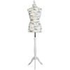 Generic LUSORIA Manichino sartoriale, busto sartoriale femminile Ecru - Fiori neri/trifpiede bianco (L 40/42)