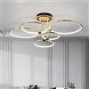 Huilefu Plafoniera LED da Soffitto a Anelli in Metallo, Moderna Tondo Lampada Soggiorno Decorativo Dimmerabile con telecomando per camera letto sala pranzo, D'oro,5 Ringe,93 cm