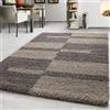Teppium Tappeto per soggiorno a scacchi, cucina, camera da letto, sala da pranzo Tappeto a pelo lungo morbido, facile da pulire, altezza del pelo 30 mm Misurare: 140 x 200 cm Colore: Tortora