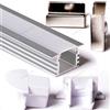 Aftertech® 2m 2metri 2212 22x12mm PROFILO ALLUMINIO DA INCASSO PER STRISCE STRIP LED BARRA RIGIDA 2MT + COVER OPACA