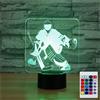 SUPERHONGJIHAO Luce notturna per bambini 3D Hockey su ghiaccio Portiere Led Lampada con telecomando 16 Cambiare colore Regalo di compleanno di Natale per il bambino