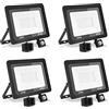 treoir Faretto con Sensore di Movimento 20W,2000LM Faretto LED da Esterno,3500K Faretti Led Esterno IP66 Impermeabile Faro LED per Cortile,Campo da Basket,Giardino(Bianco caldo-4pcs,20W)