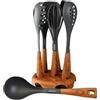 STONELINE 8 Pezzi Set di Utensili da Cucina con Supporto Rotante, Effetto Legno Utensili da Cucina, plastica, Naturale, 18.9 x 11.9 x 34.9 cm