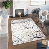 TAPISO Toscana Tappeto Soggiorno Antiscivolo Lavabile Pelo Corto Effetto Stampato Design Moderno Motivo Astratto Marmo tonalità Crema Oro Nero Salotto Sala Camera 80 x 200 cm