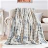 SHANNA Coperta Plaid Super Morbida Pile Peluche di Coniglio Caldo e Spesso 230x250cm, 1000 g/m² Divano Coperta Fluffy di Alta Qualità, Versatile Coperta Matrimoniale per Camera da Letto Viaggi, Tie Dye Blu