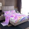 Loussiesd Set Lenzuola Kawaii Unicorno - Biancheria da Letto Galaxy Stelle Viola Arcobaleno - Federa Singola