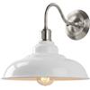 LEDSone Applique da parete in stile industriale vintage, paralume curvo da 32 cm, lampada rustica E27, per arredamento di casa, comodino da camera da letto, soggiorno, corridoio (Bianco)