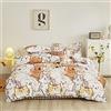 Loussiesd Set copripiumino per bambini e ragazze, per letto singolo, con simpatico gattino, set di biancheria da letto per cani e gattini Kawaii, reversibile, per bambini,