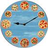 Horienteeon Orologio da parete a tema pizza, orologio per cucina a tema cibo, orologio da cucina in legno per ristorante di fast food, decorazione murale, orologio a batteria, orologio da parete senza