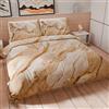 PETTI Artigiani Italiani - Set Copripiumino Una piazza e mezza 200x200 cm (2 Federe 75x50 cm Incluse), Parure Copripiumino Microfibra con Stampa Digitale Effetto Marmo Beige - Made in Italy