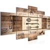 Runa Art Murali Da Parete Wood Di Cucina 5 Pezzi Quadro Tela Non Tessuta Decorazione Soggiorno Posate Vintage Marrone 038052a