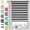Sonello Tenda a Rullo Doppio Strato Giorno e Notte a Senza Foratura 115cm x 210cm Antracite, Facile Fissaggio a Clip Senza Viti, Tenda a Rullo Zebra per Finestra o Porta, Protezione Solare