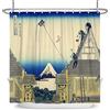 SDOTPMT 122x183cm Giapponese Pittura ad olio Tenda da doccia Kanagawa Carta Aquilone Volare Ukiyo-e Villetta Tenda da bagno Monte Fuji Giappone Arte Tenda da vasca per Bagno Poliestere con ganci